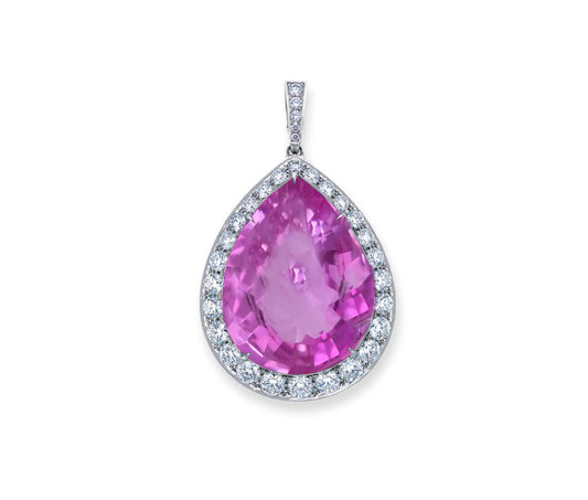 1 custom unique pears pink sapphire and diamond halo pendants
