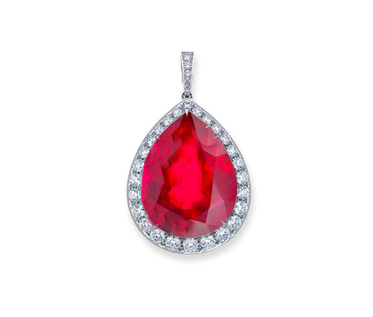 1 custom unique pears ruby and diamond halo pendants