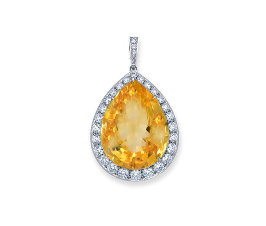 1 custom unique pears yellow sapphire and diamond halo pendants