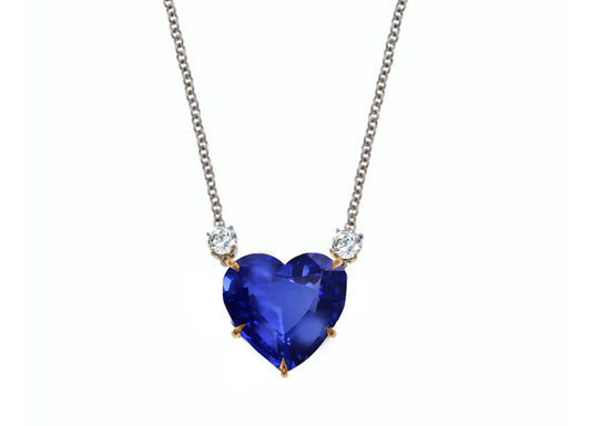 10 custom unique heart blue sapphire and diamond pendants