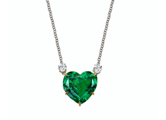 10 custom unique heart emerald and diamond pendants