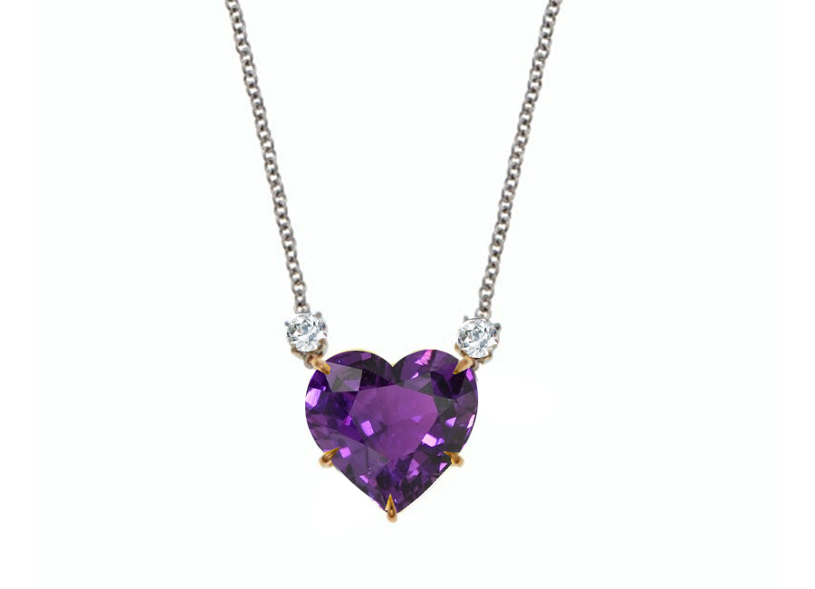 10 custom unique heart purple sapphire and diamond pendants
