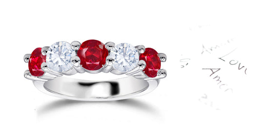 100 custom made unique ruby and diamond five stone ring