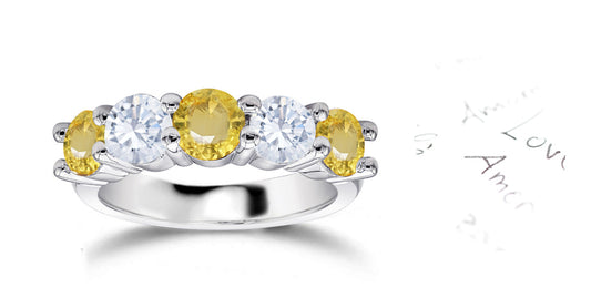 100 custom made unique yellow sapphire and diamond five stone ring