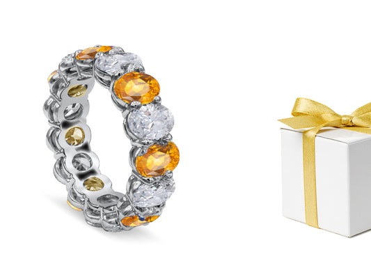 103 custom made unique stackable alternating oval cut yellow sapphire and diamond eternity ring