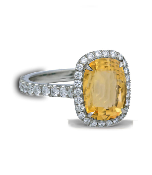 105 custom made unique oval cut yellow sapphire and diamond halo engagement ring