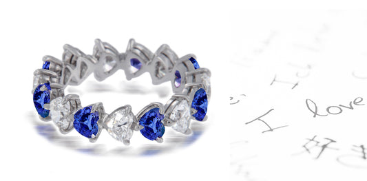 115 custom made unique stackable alternating heart blue sapphire diamond prong set eternity ring1