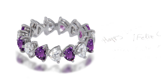 115 custom made unique stackable alternating heart purple sapphire diamond prong set eternity ring1