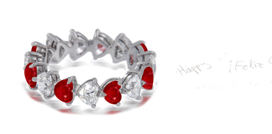 115 custom made unique stackable alternating heart ruby diamond prong set eternity ring1