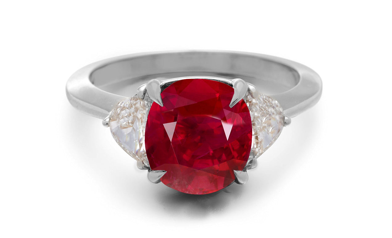 1212 custom made vintage inspired ruby and diamond floral halo engagement rings