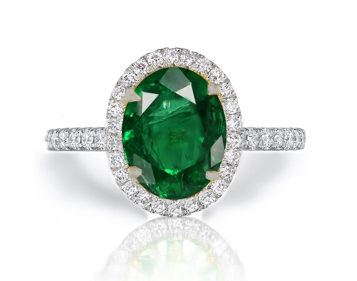1213 custom made vintage inspired emerald and diamond floral halo engagement rings