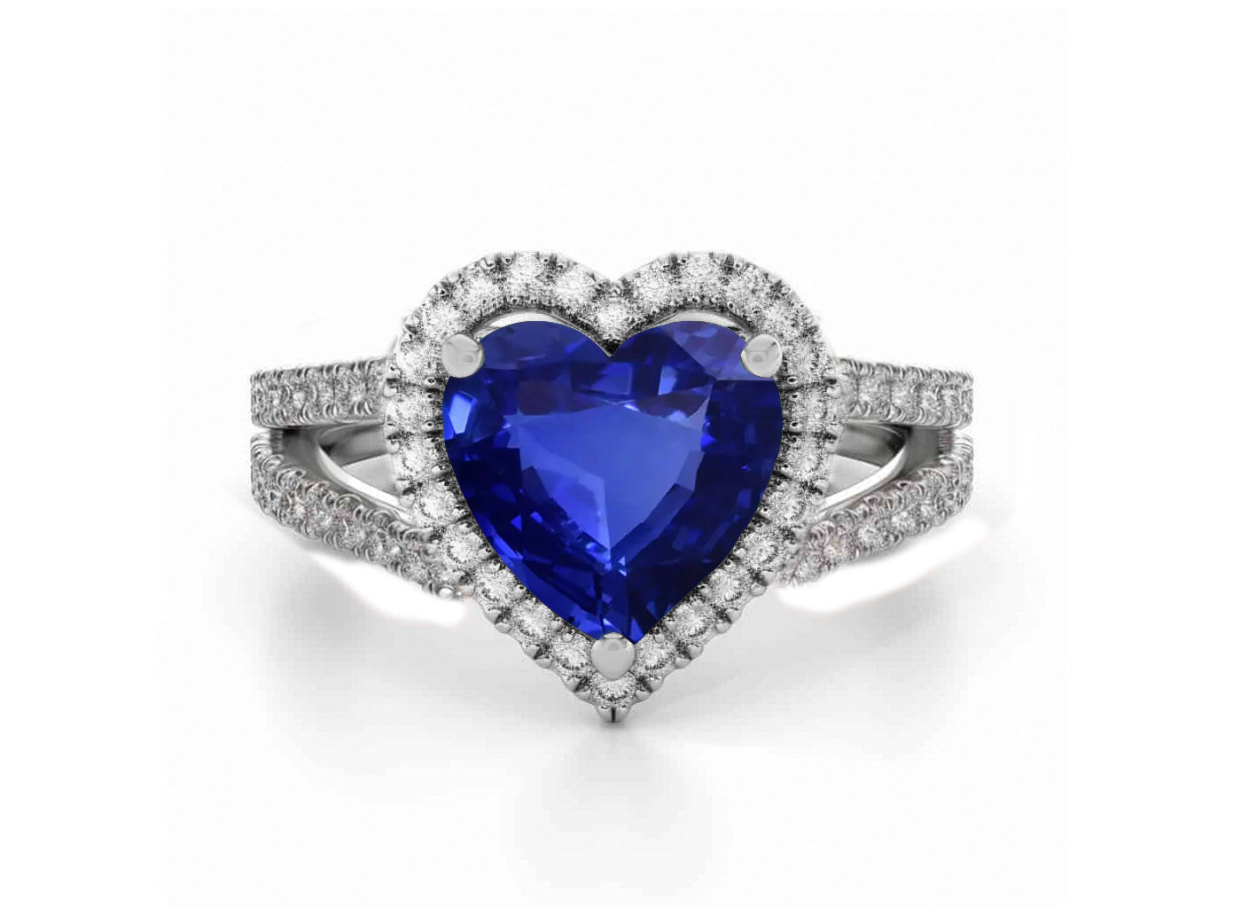 1223 custom made vintage inspired blue sapphire and diamond floral halo engagement rings