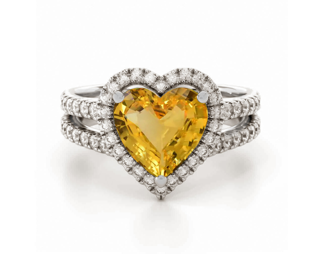 1224 custom made vintage inspired yellow sapphire and diamond floral halo engagement rings