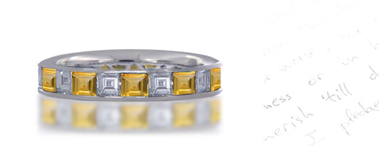 161 custom made stackable alternating square yellow sapphire diamond eternity band ring