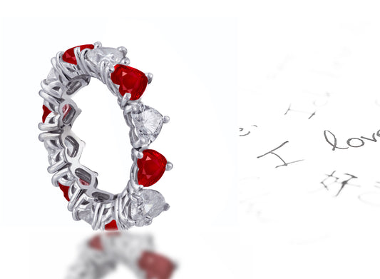 170 custom elegant stackable alternating heart ruby and diamond eternity band wedding anniversary ring