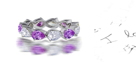 172 custom elegant stackable alternating pear shaped purple sapphire and diamond eternity band wedding anniversary ring