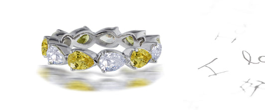172 custom elegant stackable alternating pear shaped yellow sapphire and diamond eternity band wedding anniversary ring