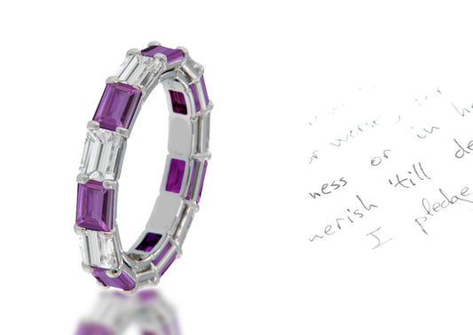 186 custom elegant stackable alternating baguette cut purple sapphire and diamond eternity band wedding anniversary ring