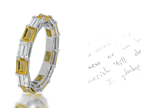 186 custom elegant stackable alternating baguette cut yellow sapphire and diamond eternity band wedding anniversary ring