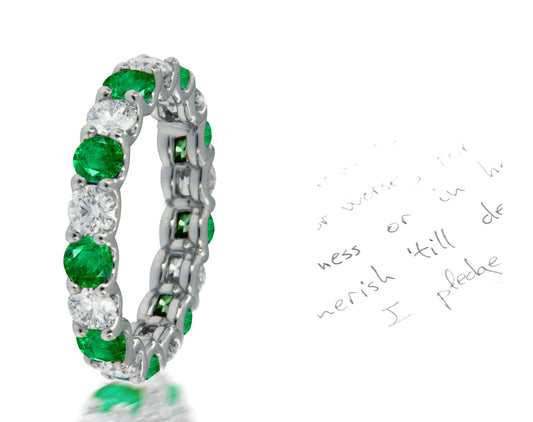 187 custom elegant stackable alternating round cut emerald and diamond eternity band wedding anniversary ring