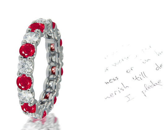 187 custom elegant stackable alternating round cut ruby and diamond eternity band wedding anniversary ring