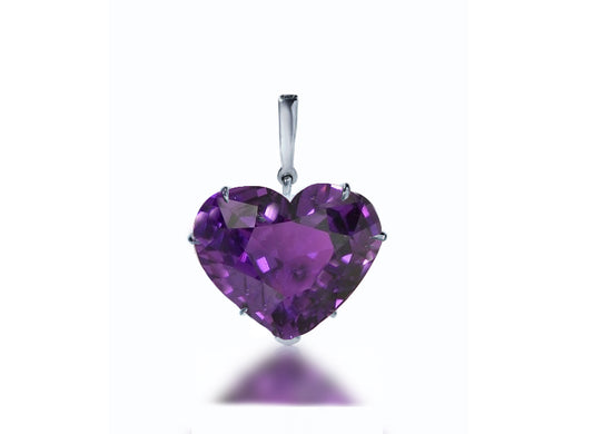 2 custom unique heart purple sapphire pendants