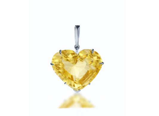 2 custom unique heart yellow sapphire pendants