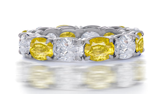 207 custom made stackable alternating oval yellow sapphire and diamond eternity band ring