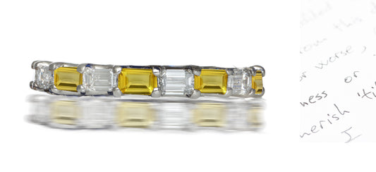 222 custom made stackable alternating baguette cut yellow sapphire and diamond eternity band ring