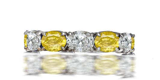223 custom made stackable alternating oval cut yellow sapphire and diamond eternity band ring