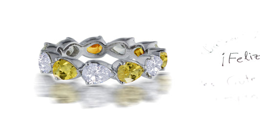 239 custom made unique stackable alternating marquise yellow sapphire and diamond eternity band ring