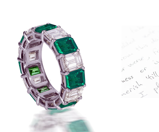 246 custom elegant stackable alternating emerald cut emerald and diamond eternity band wedding anniversary ring