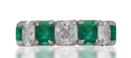 249 custom elegant stackable alternating asscher cut emerald and diamond eternity band wedding anniversary ring1