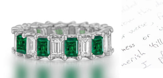 277 custom elegant stackable alternating emerald cut emerald and diamond eternity band wedding anniversary ring