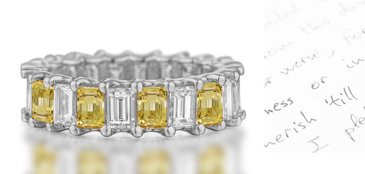 277 custom elegant stackable alternating emerald cut yellow sapphire and diamond eternity band wedding anniversary ring