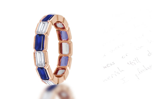 283 custom elegant stackable alternating baguette blue sapphire and diamond bezel set eternity band wedding anniversary ring