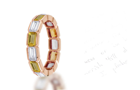 283 custom elegant stackable alternating baguette yellow sapphire and diamond bezel set eternity band wedding anniversary ring