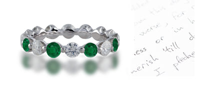 284 custom elegant stackable alternating round blue sapphire and diamond single prong eternity band wedding anniversary ring
