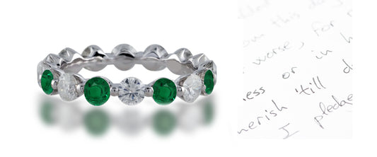 284 custom elegant stackable alternating round emerald and diamond single prong eternity band wedding anniversary ring