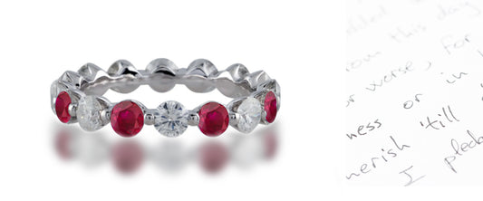 284 custom elegant stackable alternating round ruby and diamond single prong eternity band wedding anniversary ring