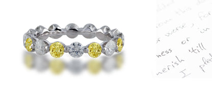 284 custom elegant stackable alternating round blue sapphire and diamond single prong eternity band wedding anniversary ring
