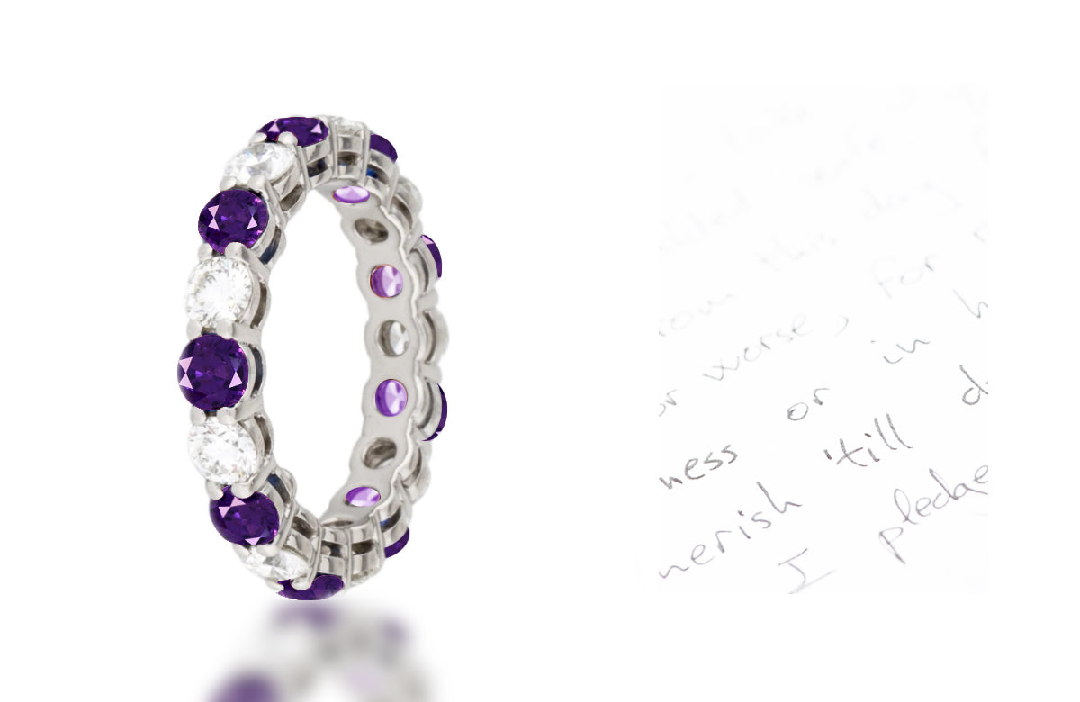 285 custom elegant stackable alternating round purple sapphire and diamond prong set eternity band wedding anniversary ring1