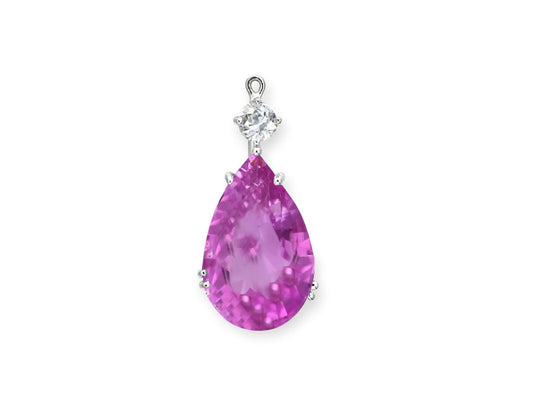 3 custom unique pear pink sapphire and diamond pendants.