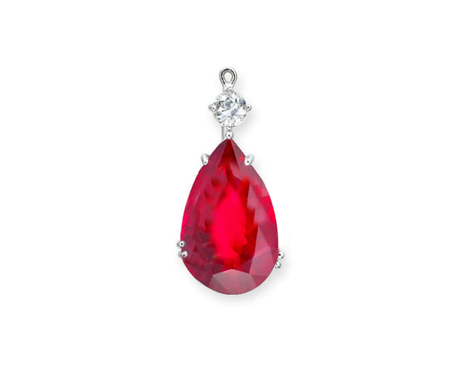 3 custom unique pear ruby and diamond pendants.