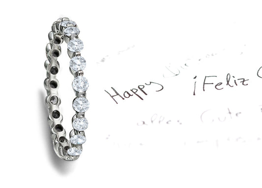 stackable eternity ring with bar set round diamonds