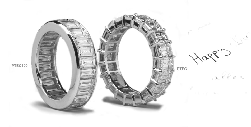 eternity band channel set with emerald cut diamonds