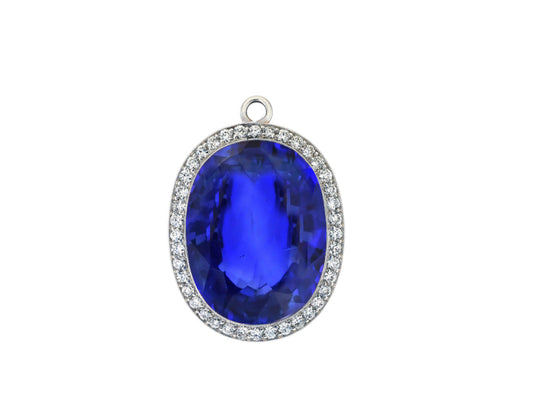 5 custom unique oval blue sapphire and diamond halo earrings.