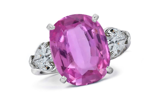 661 custom made unique oval pink sapphire center stone and pears diamond accent three stone engagement ring