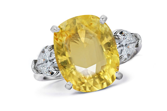 661 custom made unique oval yellow sapphire center stone and pears diamond accent three stone engagement ring