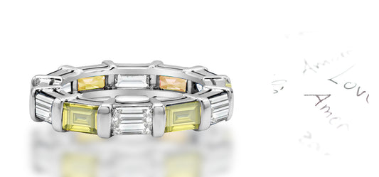 83 custom made unique stackable alternating baguette cut yellow sapphire and diamond eternity ring
